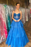 Pink Corset Tulle Ruffles A-line Formal HZ0307