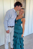 Knotted Sage Ruffles Tiedred Maxi HZ0307