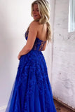 Sweetheart Royal Blue A-Line Appliques Tulle Prom Evening HZ0307