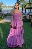 LTP1223,Purple Prom Dresses,Ruffles Floor Length Evening Graduation HZ0307