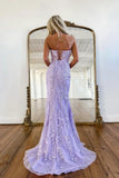 Lilac Mermaid Lace Long Prom Dress, Formal Evening HZ0307