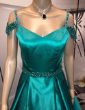 Off The Shoulder Satin Beading Senior Prom HZ0307