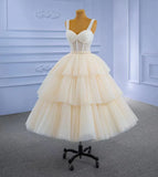 LTP1790,Cream Pearl Beaded Homecoming Dresses, Tea Length Birthday Ball HZ0307