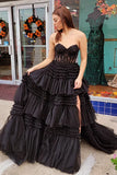 Hot Pink Sweetheart Prom Dress, Fuchsia Tiered Ruffles Evening HZ0307