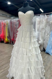 Sweetheart Blue Chiffon Tiered A-line Formal HZ0307