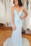 Straps Red Sequin Mermaid Long Formal HZ0307