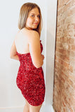 Red Sleeveless Sequin Homecoming Dresses Short Semi Formal HZ0307