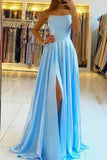 LTP0043,Blue Prom Dresses,Halter Long Evening Dress with Side HZ0307
