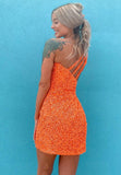 LTP1486,One shoulder orange sequin homecoming HZ0307