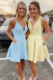 LTP1465,Cute A-Line Homecoming Dresses V-Neck Graduation Dress with HZ0307