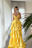 Red Straps Satin Cutouts A-line Ruffle Prom HZ0307