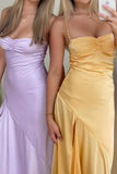 Straps Yellow Silk Long Dress with HZ0307
