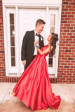 LTP0836,Red prom dress halter beaded prom dresses a-line satin evening dress long formal HZ0307