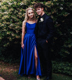 LTP0842,Elegant Backless Royal Blue Long Prom Dress Blue Satin Evening HZ0307